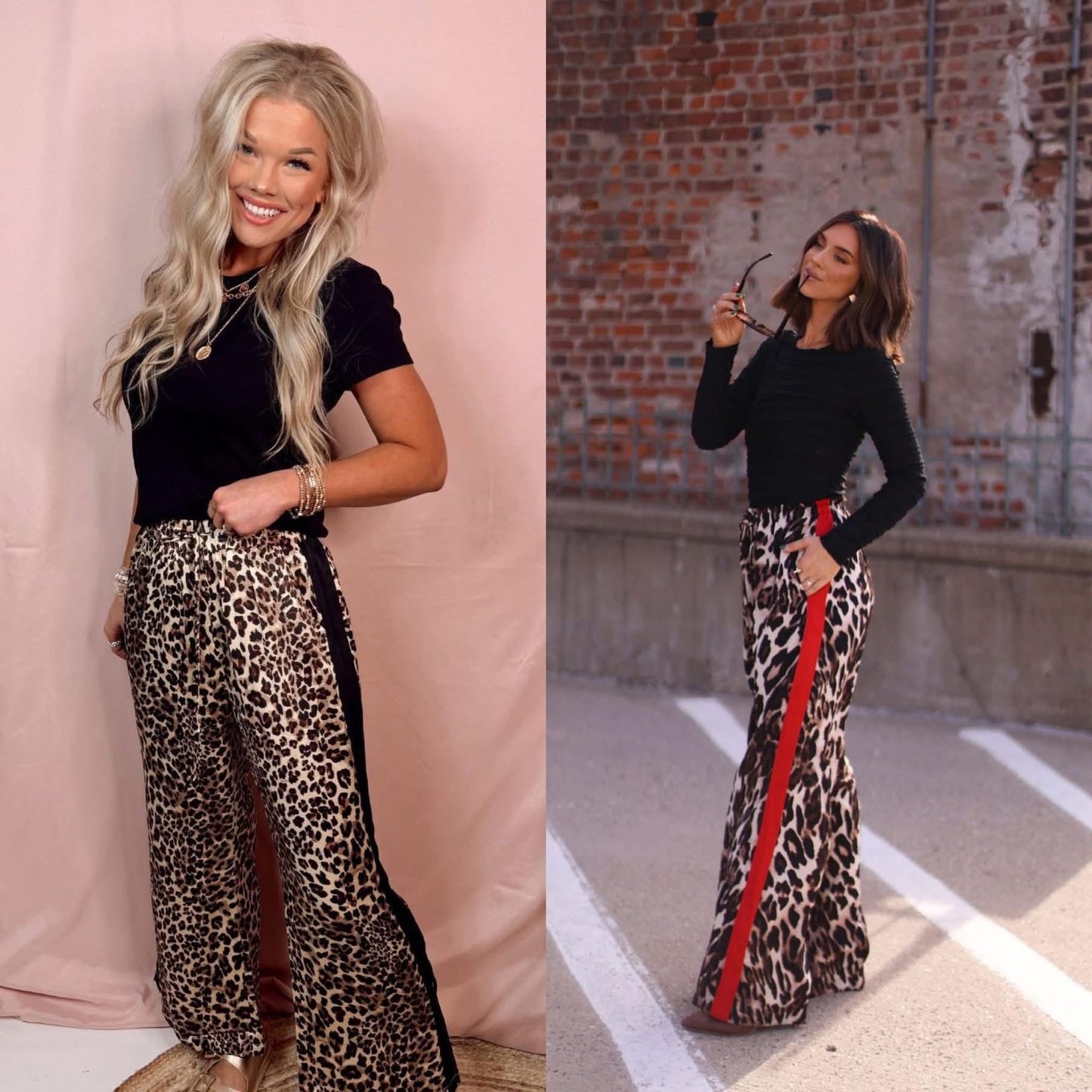 Leopard pants with red accent