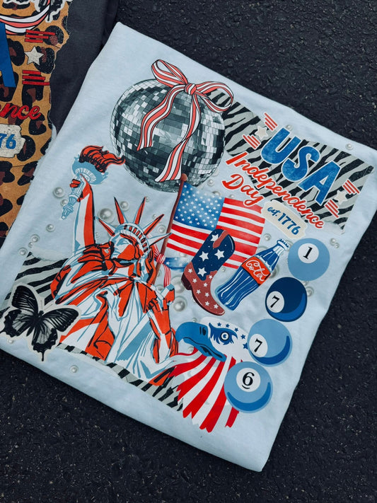 Zebra patriotic tee