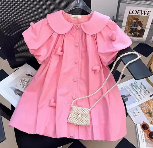 Puff heart pink dress preorder