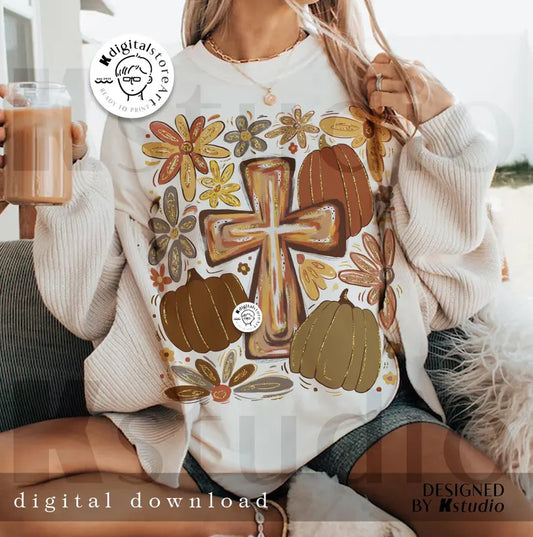 Fall Cross Sweatshirt  or Tee