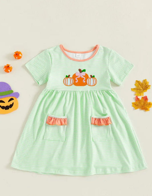Fall pumpkin appliqué dress