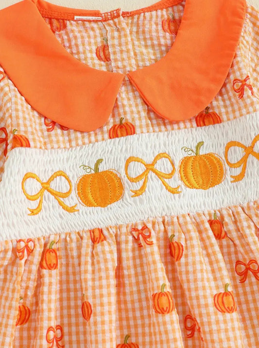 Fall pumpkin bow dress